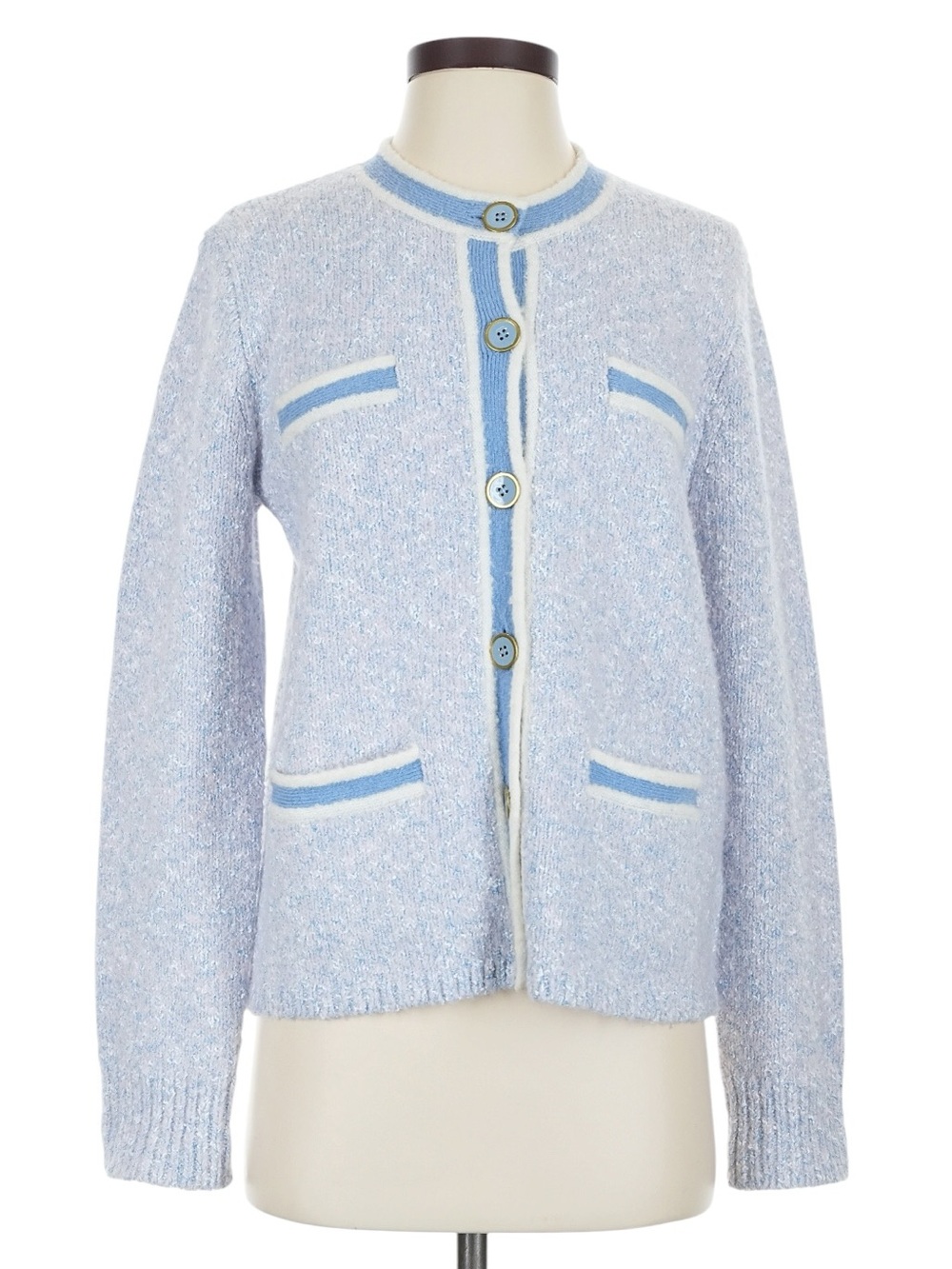 J. Crew Marled Sweater Lady Jacket S Blue Cropped Office Business Workwear